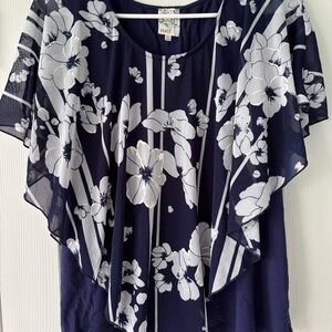 NAIF Blue Asymmetrical Ruffled Blouse
